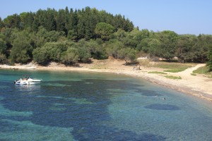 Strand auf der Insel Vidos, Korfu, Griechenland